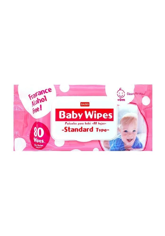 DAISO Baby Wipes - 80-Piece Standard Type - Soft & Gentle Wet Wipes for Baby Care - Image 1